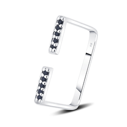 Square With CZ Stone Silver Ring NSR-4145